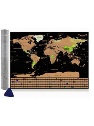 Tatuer Scratch World Map, Tatuer Scratch World Scrape off Map World Map for Travel / DIY World Education Scratch Map - S