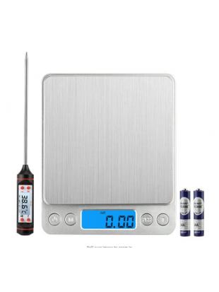 Tatuer Combination of Electronic Scale and Kitchen Thermometer, Digital Kitchen Scale 3kg / 0.1g, Digital Thermometer of