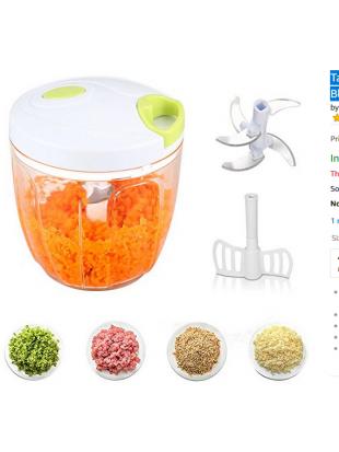 Tatuer Manual Food Chopper 5 Blades 6 Cups Large Capacity Upgraded Hand Held Vegetable/Meat/Fruit Slicer or Blender in C