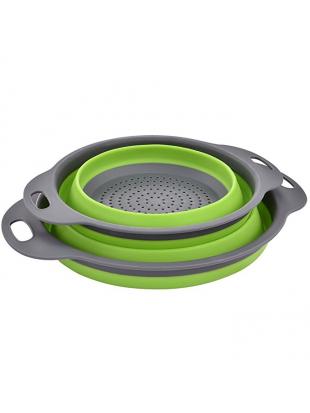 Tatuer Collapsible Colander 2 sets, Kitchen Foldable Silicone Strainer, Environmentally Friendly Non-Toxic Easy to Clean