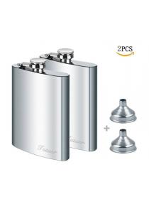 Tatuer Hip Flasks, Stainless Steel Flasks & Funnel Set*2, 8 oz for Storing Whiskey / Alcohol (8 oz + Funnel, Silver)