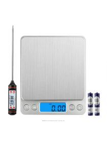 Tatuer Combination of Electronic Scale and Kitchen Thermometer, Digital Kitchen Scale 3kg / 0.1g, Digital Thermometer of