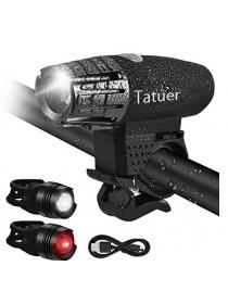 Tatuer Bike Lights, Bike light set USB Rechargeable Mountain Bike Light Cycle Lights LED bike light Headlight and Rear B