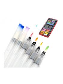 Tatuer Water Brush Pen 6 Pcs Set and Watercolour Solid Paint 12 Colour Set 