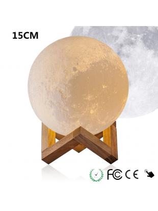3D Moon Lamp,Tatuer USB LED Night Light Magical Lunar Table Lamp Moonlight Touch Sensor with Wooden Holder 15CM