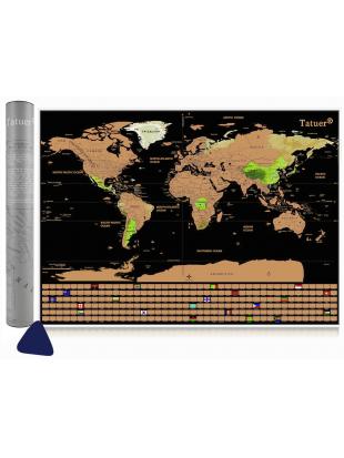 Tatuer Scratch World Map, Tatuer Scratch World Scrape off Map World Map for Travel / DIY World Education Scratch Map-M