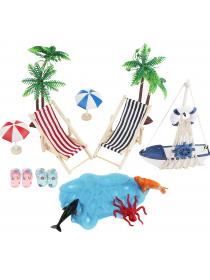 Tauter 16 Pieces Ornate Miniature Beach, Micro Beach Landscape DIY Fairy Garden Dollhouse Ocean B...
