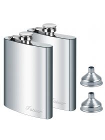 Tatuer Hip Flasks, Stainless Steel Flasks & Funnel Set*2, 8 oz for Storing Whiskey / Alcohol (8 oz + Funnel, Silver)